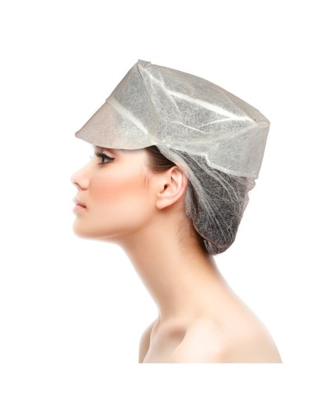Gorra con recogepelo en TNT de polipropileno blanca