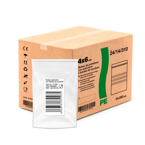 Ziplock polyethylene bags with writing bands