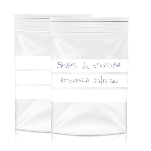 Bolsas Autocierre con bandas de escritura.