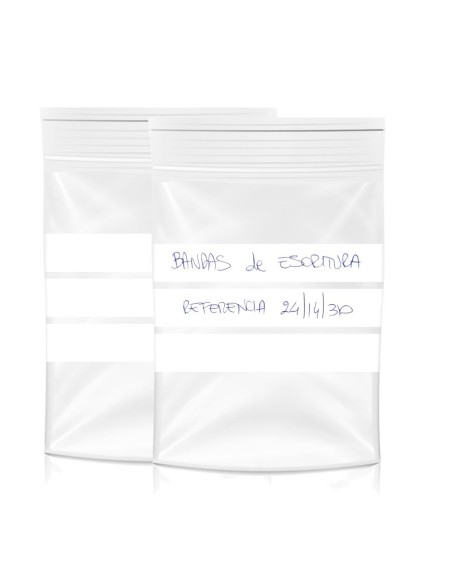 Ziplock polyethylene bags with writing bands