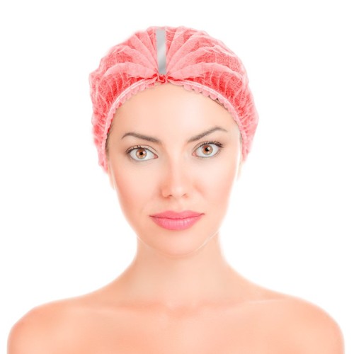 Gorro Recogepelo en TNT de Polipropileno plegado en acordeón detectable rojo