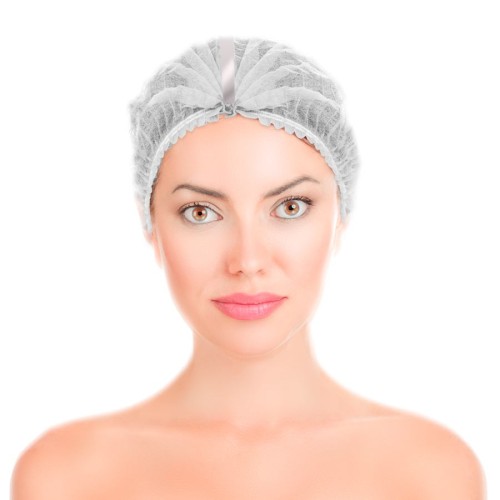 Gorro Recogepelo en TNT de Polipropileno plegado en acordeón detectable blanco