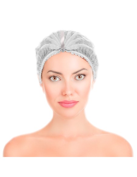 Gorro Recogepelo en TNT de Polipropileno plegado en acordeón detectable blanco