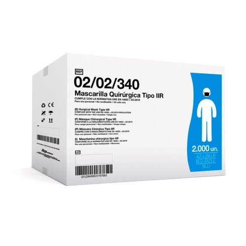 ▷ Mascarilla Quirúrgica IIR triple capa elásticos | Uniuso