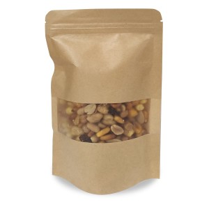 ▷ Saco de papel+PE Doypack® Kraft com janela, con ventana | Uniuso