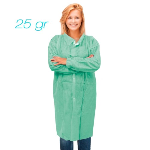 Bata en TNT de Polipropileno cierre frontal con velcro color verde