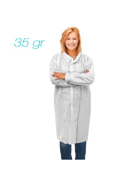 Non-woven SPP labcoat industry without pockets 35 gr