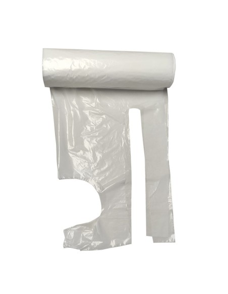 Delantal de Polietileno en rollo color Blanco galga 150 desplegado