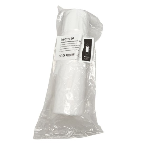 Delantal de Polietileno en rollo color Blanco galga 150 embolsado