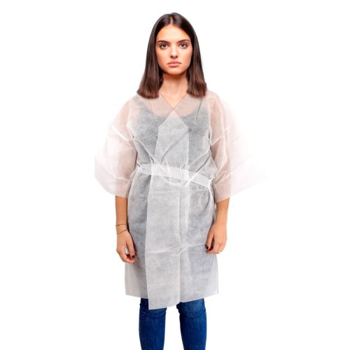 Bata Kimono TNT de Polipropileno en color blanco