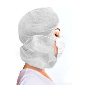 Gorro Integral con mascarilla IIR en TNT de Polipropileno. Foto frontal 2