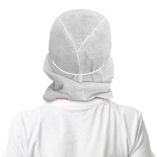 Gorro Integral con mascarilla IIR en TNT de Polipropileno. Foto trasera.