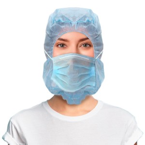 Non-woven hood cap with face mask 2