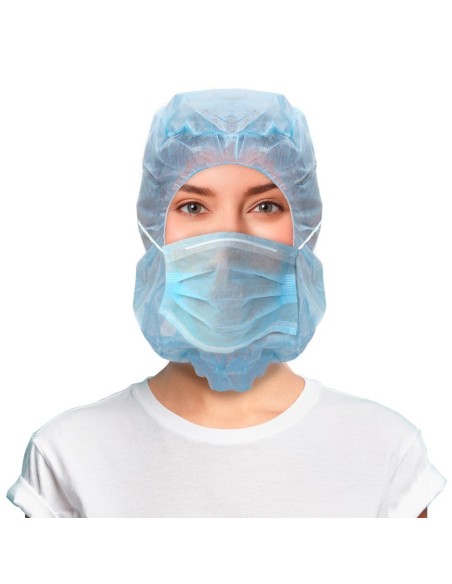 Non-woven hood cap with face mask