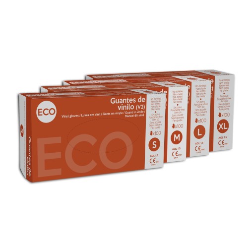 Guantes de Vinilo s/polvo, ECO, 4gr, 1.5 AQL