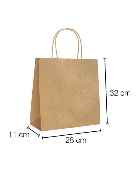 Bolsas papel kraft de asa rizada 28x11x32 cm