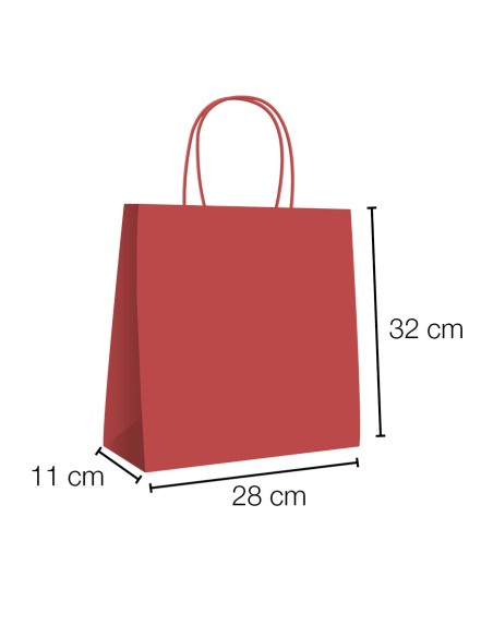 Sacos papel kraft com asa torcida 28x11x32 cm