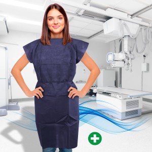 Polypropylene TNT sanitary gown for RX patients, sleeveless and with straps. 2