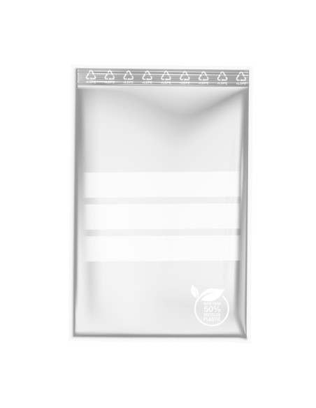 50% Recycled Ziplock polyethylene bags with writing bands