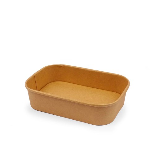 Rectangular cardboard salad bowl with polyethylene lid