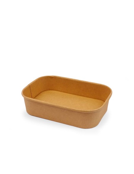 Rectangular cardboard salad bowl with polyethylene lid