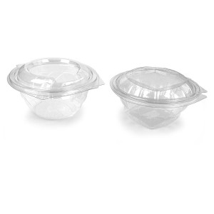 Ensaladera PET tapa bisagra reutilizable